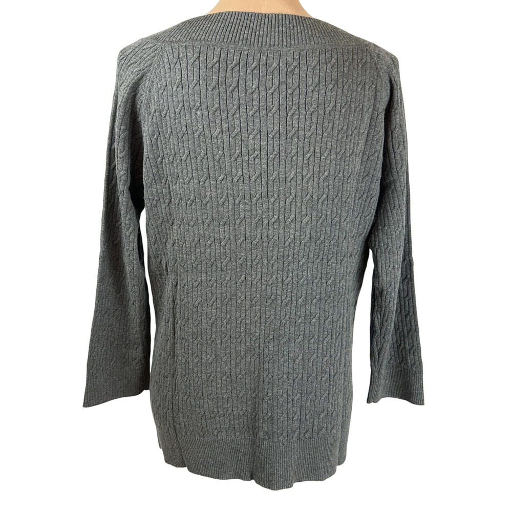Talbots Womens Sz X US/12 Sweater Lightweight Gray Cable Knit 3/4 Sleeve NEW - Picture 4 of 7